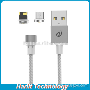 WSKEN 2 in 1 Durable Fabric Braided Magnetic Charge Cables With Round Detachable Connectot For iPhone and Android